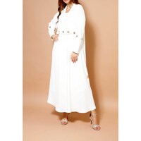 Picture of Safi Elegant Formal Crepe Coat Style Abaya with Shiela, White