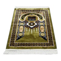 Picture of Safi Al Iman Kabba Prayer Mat, Pista Green & Navy Blue, 70 x 118cm, 1.3kg