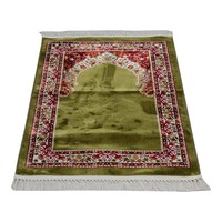 Picture of Safi Al Iman Velvet Prayer Mat, Pista Green & Maroon, 70 x 118cm, 1.3kg