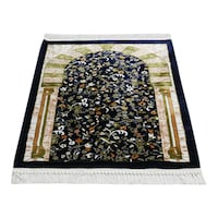Picture of Safi Al Iman Velvet Prayer Mat, Pista Green & Navy Blue, 70 x 118cm, 1.3kg