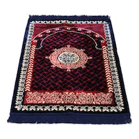 Picture of Safi Compus Design Velvet Prayer Mat, Maroon & Navy Blue, 70 x 110cm, 900g