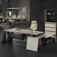 Picture of Huimei Ascent Series Executive Office Table, White & Brown, H06