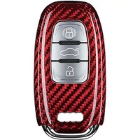 Picture of Original Carbon Fiber Key Fob Cover For Audi A4 A4L A5 A6 A6L A7 A8 Q5 Q8 R8 RS4 RS5 RS6 RS7 S4 S5 S6 S7 S8 SQ5 Smart Car Remote - Red