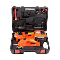 Picture of 3-In-1 Electric Car Jack with Air Compressor, Black and Orange