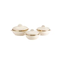 Picture of Royalford Classic Handled Casserole with Lids, White 2.5L, Set of 3pcs