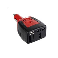 Picture of Portable Car Power Inverter USB Charger, 150 watts, Black/Red