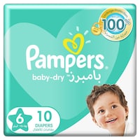 Picture of Pampers Baby-Dry Diapers, Size 6, Extra Large - Pack of 10 Pcs