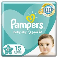 Picture of Pampers Baby-Dry Diapers, Size 4+, Maxi+, Pack of 15 Pcs