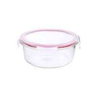 Picture of Delcasa Round Glass Air Tight Container, Clear & Pink, 400Ml