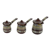 Picture of Longfei Enamel Cotted Kettle, Set of 3, Brown