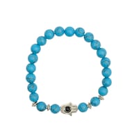 Picture of Al Bait Al Raie Fashion Marble Bracelet With Hamsa Hand Locket, Blue & Silver
