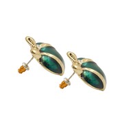 Picture of Al Bait Al Raie Vintage Style Heart With Tie Design Fashion Earrings With Crystal, Green & Gold