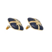 Picture of Al Bait Al Raie Vintage Style Metal Fashion Earrings With Gift Tie, Navy Blue & Gold