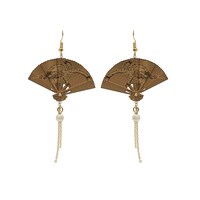 Picture of Al Bait Al Raie Chinese Vintage Style Fan Design  Earrings, Gold