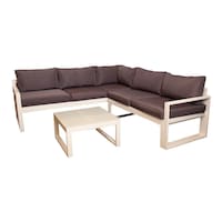 Picture of Al Mosada 6 Seater Aluminium Sofa with Table, Dark Grey & White