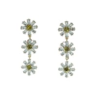 Picture of Al Bait Al Raie Flower Design Crystal Drop Dangle Stud Fashion Earrings, Yellow & White