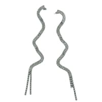 Picture of Al Bait Al Raie Zigzag Design Crystal Shinning Stud Fashion Long  Earrings, Silver