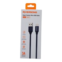 Picture of Riversong Super Tension Wire USB Type-C Cable, Black, 20cm, 3A