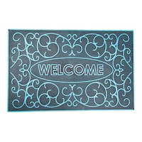 Picture of Qasr Al Sajad Welcome Rubber Type Floor Mat with Design, Blue & Black