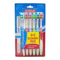 Picture of Lord Family Classique Tooth Brush, Multicolour, 6Pcs