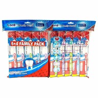 Picture of Lord Family Prima  Tooth Brush, Multicolour, 10Pcs