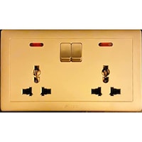 Picture of V-Max Matte Finish Double MF Socket with Switch, Golden