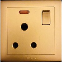 Picture of V-Max 15A Type D Socket witch Switch, Matte Golden