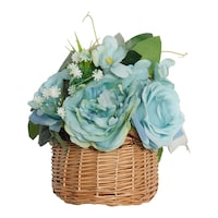 Picture of Le Bonheur Oval Flower Basket with Blue Roses, Small