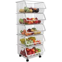 Picture of Dolphins 5-Tier Stainless Steel Kitchen Stackable Utility Shelves, White