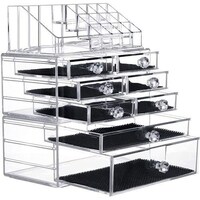 Picture of GEDLIRE Acrylic 3 Tier Stackable 8 Drawers Makeup Makeup Organizers