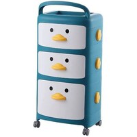Picture of Boueliam 3 Layer Plastic Drawer Toy Storage Organizer with Wheels, Blue