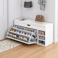 Picture of Wooden Multi Function Shoes Organizer Rack with Bench