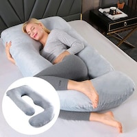 Picture of B Shaped Full Body Maternity Support Pillow for Sleeping, Grey