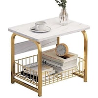 Picture of 3 Layer Bedside Desk with Storage Basket
