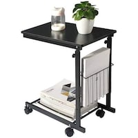 Picture of Height Adjustable Bedside Laptop Table with Wheels, Black