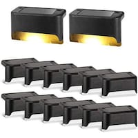Picture of Outdoor Waterproof LED Solar Step Deck Lights, Set of 12 - Warm White