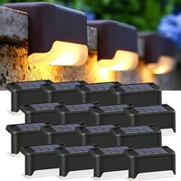 Picture of Outdoor Waterproof LED Solar Step Deck Lights, Set of 16 - Warm White