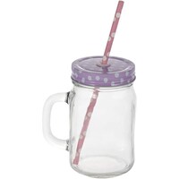 Picture of East Lady Glass Juice Mugs with Straw and Cover, ELT235, Purple