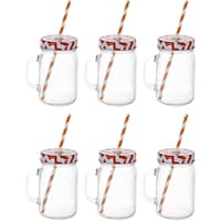 Picture of East Lady Glass Juice Mugs with Straw and Cover, ELT238, 6pcs