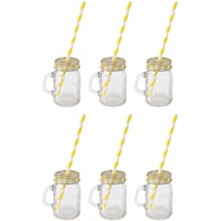 Picture of East Lady Glass Juice Mugs with Straw and Cover, ELT287, 6pcs
