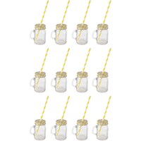 Picture of East Lady Glass Juice Mugs with Straw and Cover, ELT290, 12pcs