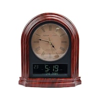 Picture of Al Fajr Acrylic Analog Digital Clock, Brown, 11 X 9 X 3.5Inch