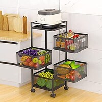 Picture of Rotating 4 Layer Kitchen Storage Rack, Black