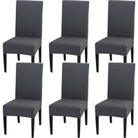 Picture of Padcod Washable Dining Chair Cover, Grey, Pack of 6Set