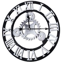 Picture of Classic Design Wooden Wall Clock, 58cm, Black & Silver