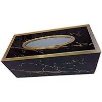 Picture of Wooden Tissue Holder Box, 24x12x9cm, Black & Gold