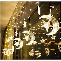 Picture of Moon & Star Plug Operated Curtain LED Lights, 300cm, White