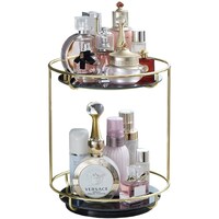 Picture of Decorative Two-Tiered Multi-Purpose Rotating Perfume Tray, Gold