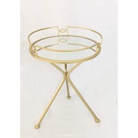 Picture of Round Metal Side Table with Mirror Top, 59x40cm, Gold