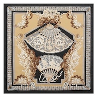 Picture of Al Bait Al Raie Chinese Folding Hand Fan Print Fashion Ladies Squared Scarf, Luxury Touch, Size :130cm*130cm